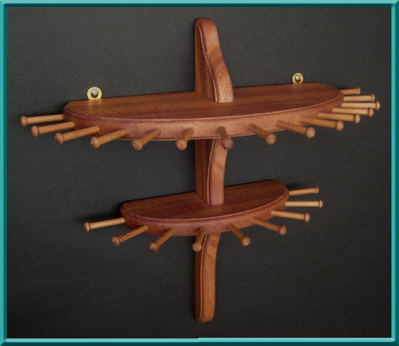 African Mahogany Double-Decker Necklace Holder Close-up